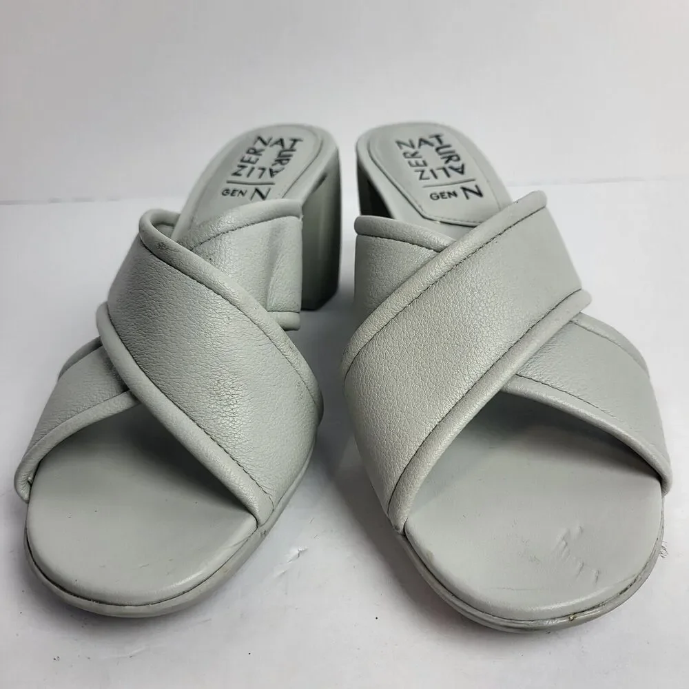 Naturalizer Women's Genn Rhythm Criss Cross Front Slip On Heels Shoes Gray 7.5